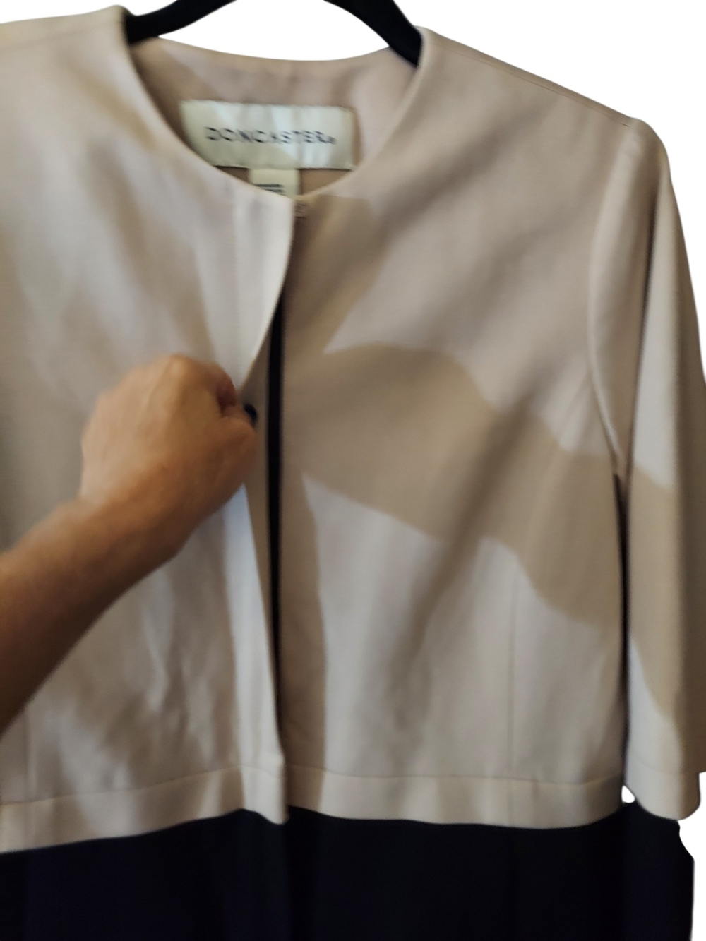 NWT Doncaster Beige Black Colorblock Zip Front Jacket Blazer Size 12 Career - Picture 5 of 10